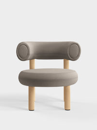 Fat Lounge Chair Brushed Natural Wood Grey Kvadrat Hero 2 Wool