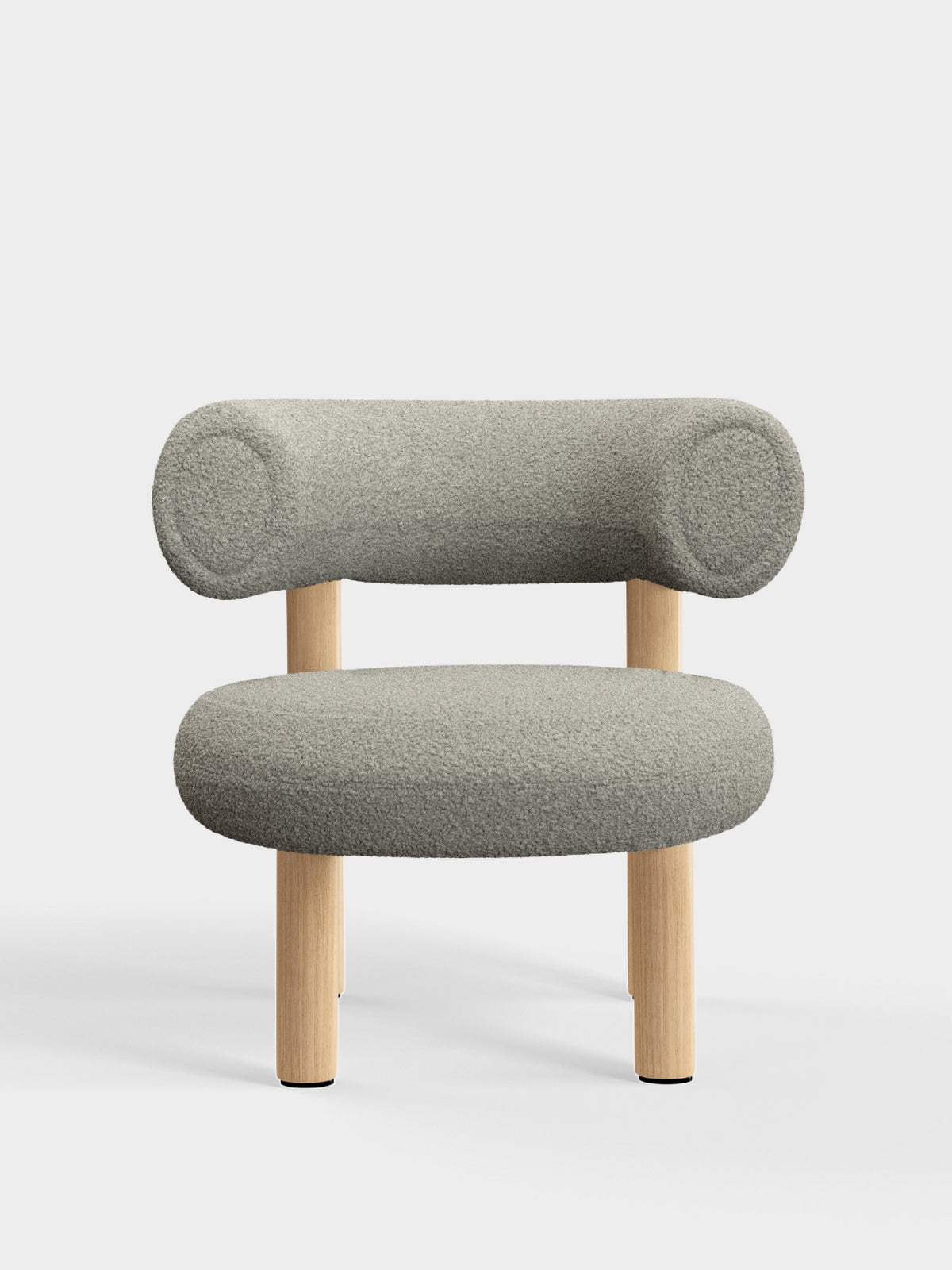 Fat Lounge Chair Brushed Natural Wood Grey White Kvadrat Elle Boucle