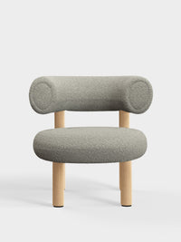 Fat Lounge Chair Brushed Natural Wood Grey White Kvadrat Elle Boucle