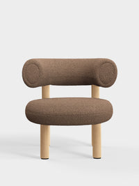 Fat Lounge Chair Brushed Natural Wood Light Brown Kvadrat Elle Boucle