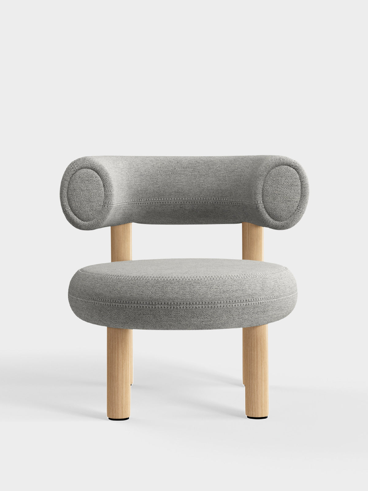 Fat Lounge Chair Brushed Natural Wood Light Grey Kvadrat Hallingdal 65