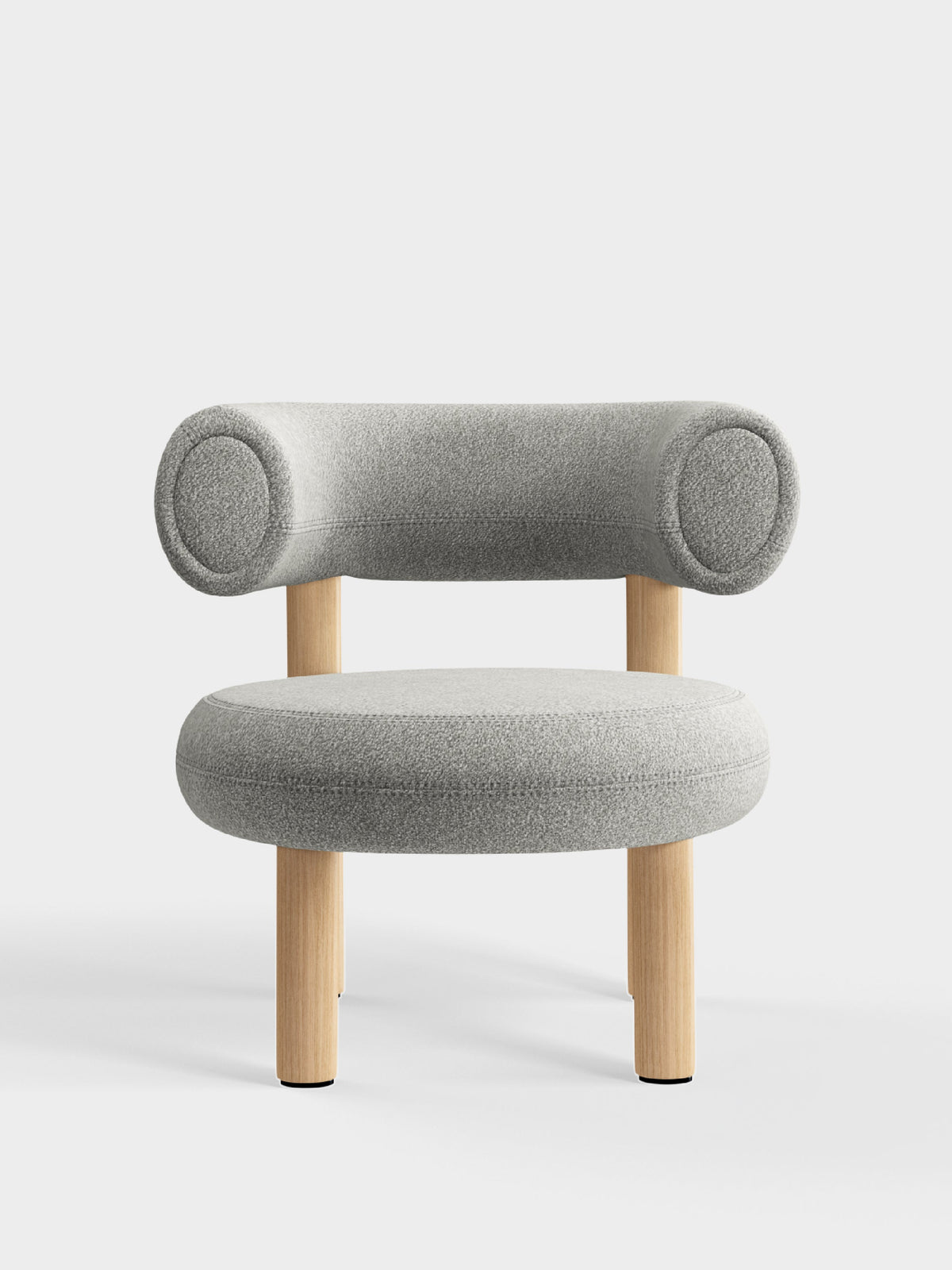Fat Lounge Chair Brushed Natural Wood Natural Alpine Boucle