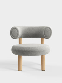 Fat Lounge Chair Brushed Natural Wood Natural Alpine Boucle