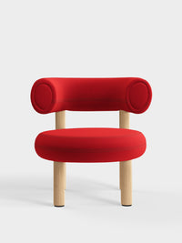 Fat Lounge Chair Brushed Natural Wood Orange Red Kvadrat Hero 2 Wool