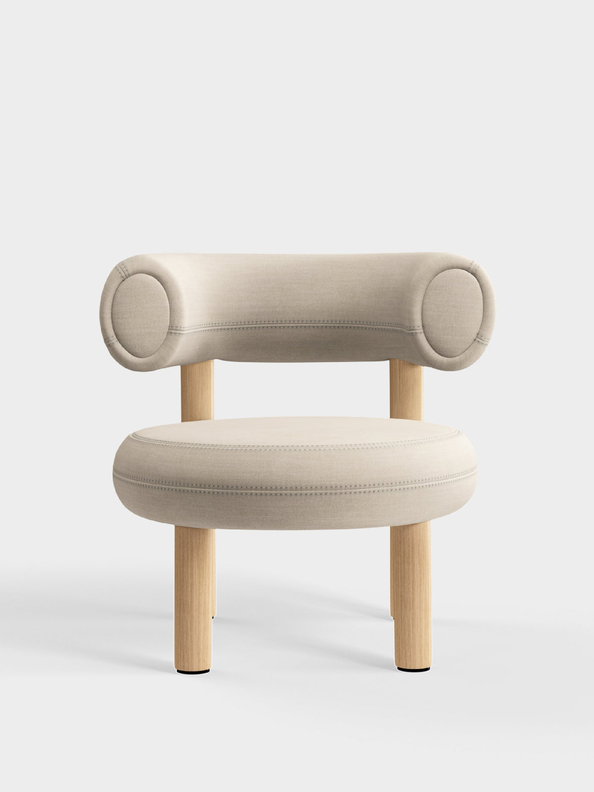 Fat Lounge Chair Brushed Natural Wood Porridge Linara Linen