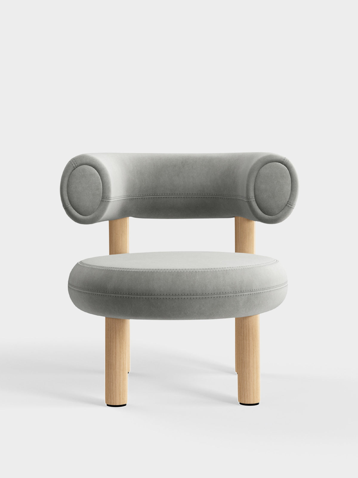 Fat Lounge Chair Brushed Natural Wood Silver Royal Velvet