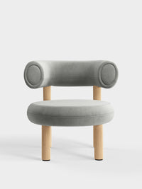 Fat Lounge Chair Brushed Natural Wood Silver Royal Velvet