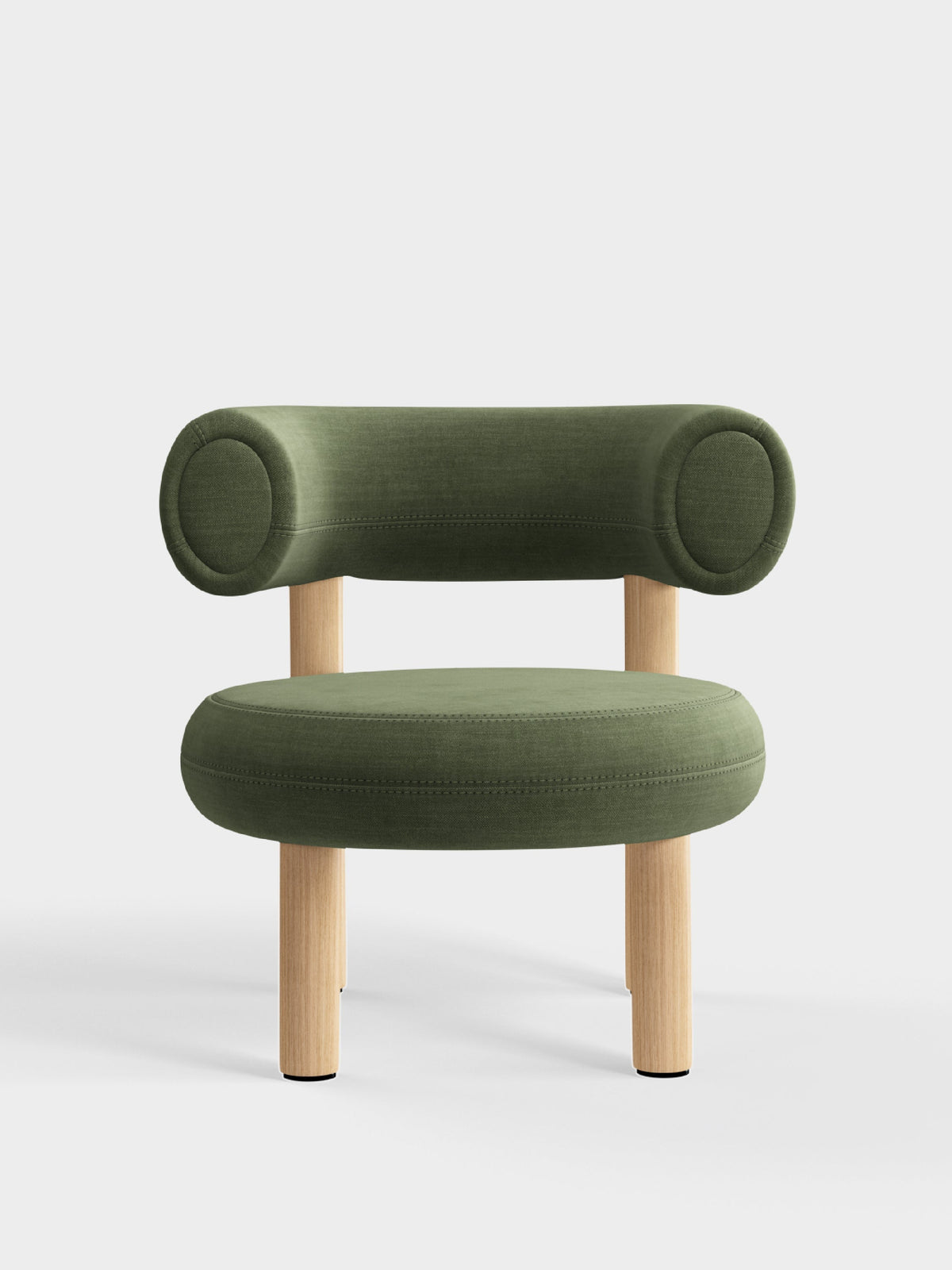 Fat Lounge Chair Brushed Natural Wood Tarragon Linara Linen
