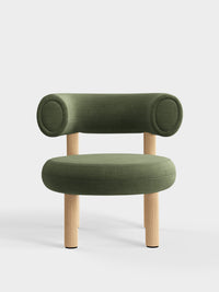 Fat Lounge Chair Brushed Natural Wood Tarragon Linara Linen