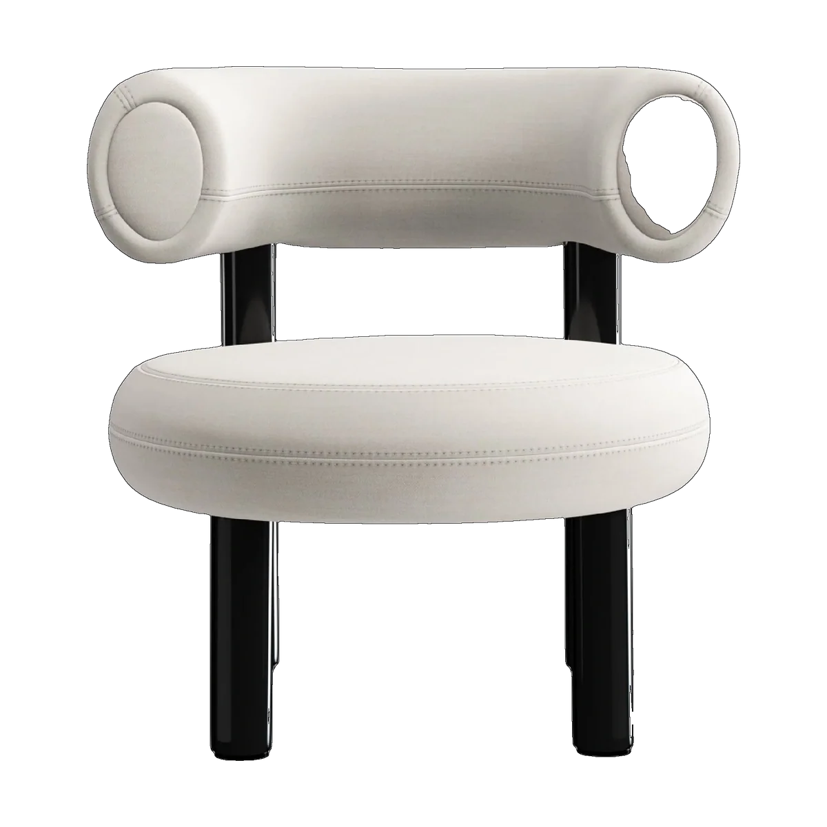 Fat Lounge Chair Polished Black Steel Coconut Linara Linen