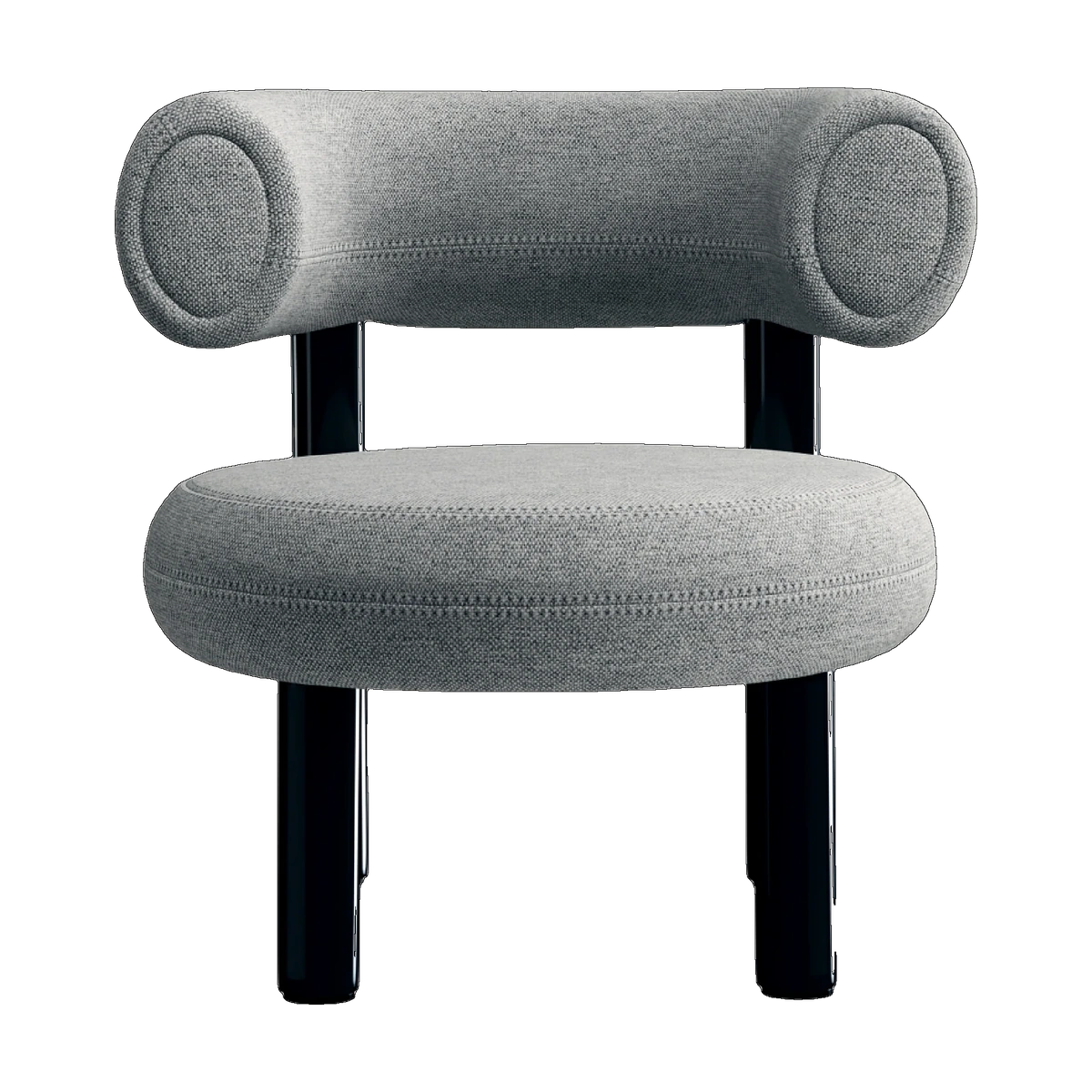 Tom Dixon Fat Lounge Chair Polished Black Steel and Kvadrat Hallingdal 65 Grey 0116