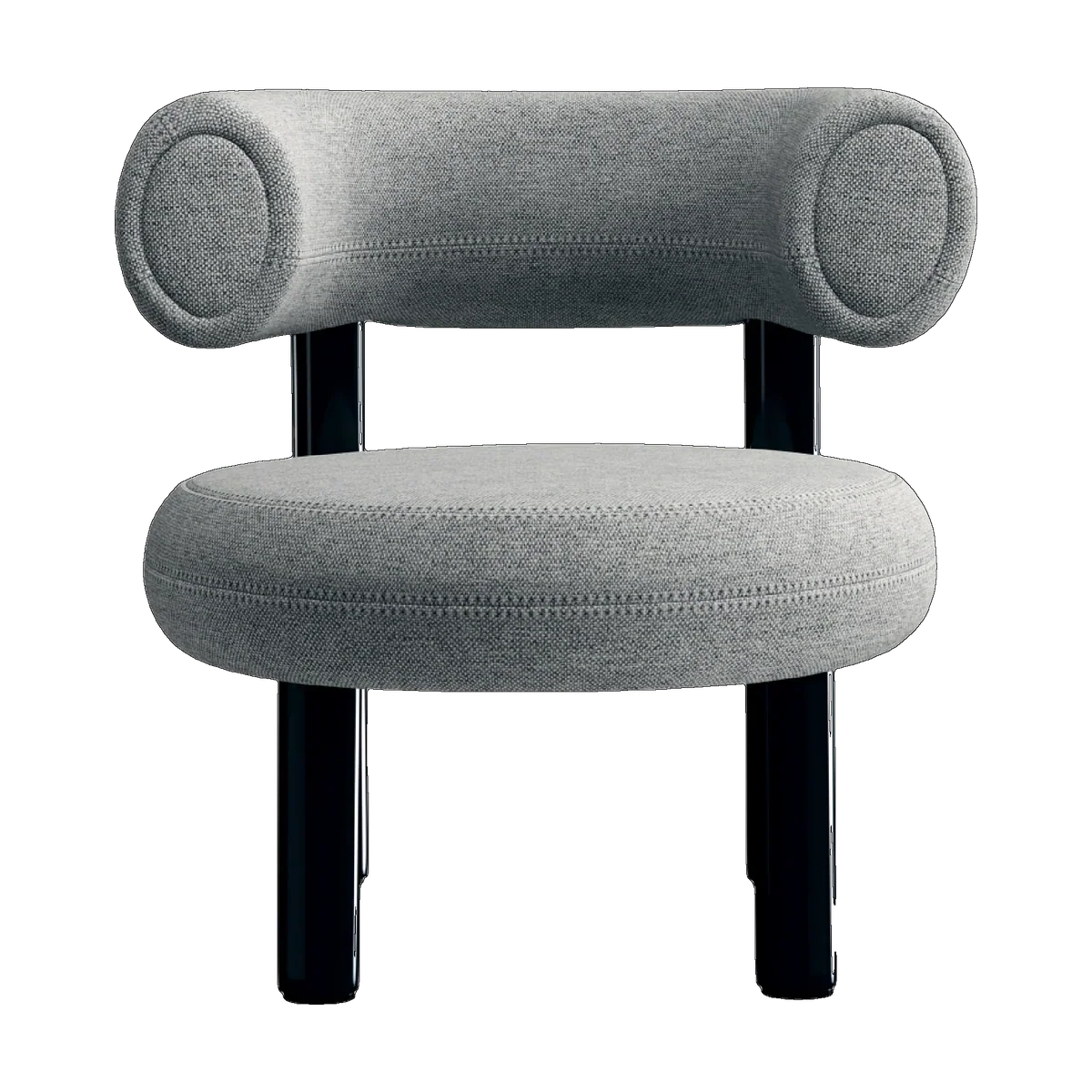 Fat Lounge Chair Polished Black Steel Kvadrat Hallingdal 65 Grey 0116