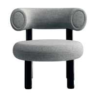 Fat Lounge Chair Polished Black Steel Kvadrat Hallingdal 65 Grey 0116