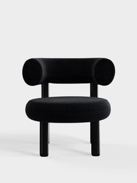 Fat Lounge Chair Polished Black Steel Black Kvadrat Gentle Velvet
