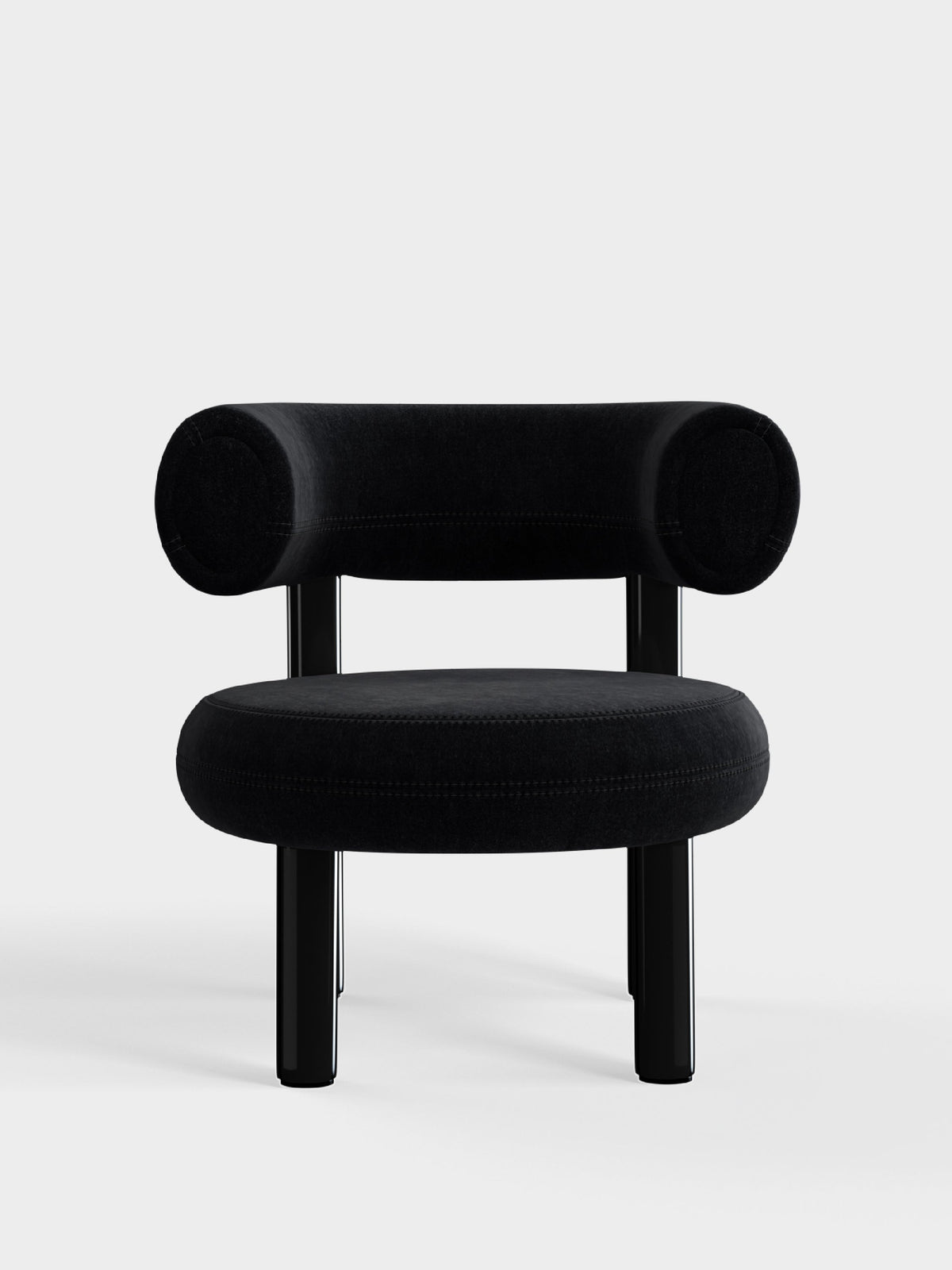 Fat Lounge Chair Polished Black Steel Black Kvadrat Gentle Velvet