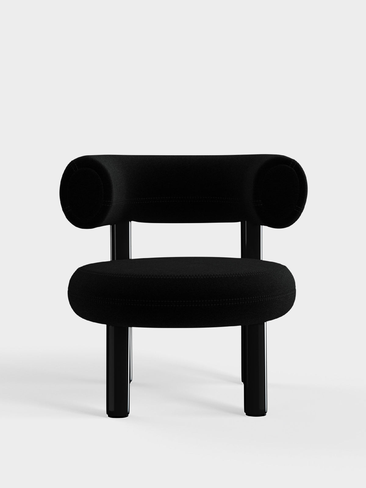 Fat Lounge Chair Polished Black Steel Black Kvadrat Hero 2 Wool