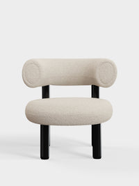 Fat Lounge Chair Polished Black Steel Bright White Kvadrat Elle Boucle