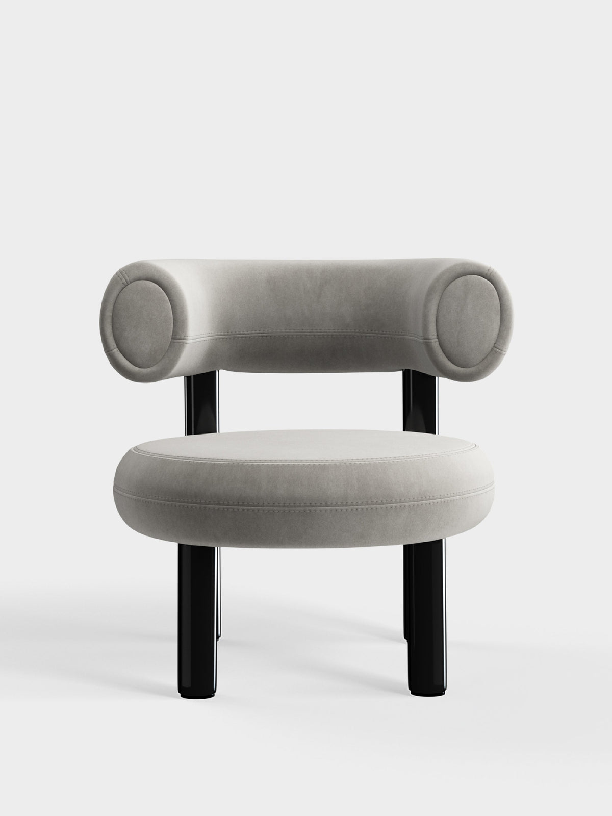 Fat Lounge Chair Polished Black Steel Clay Royal Velvet