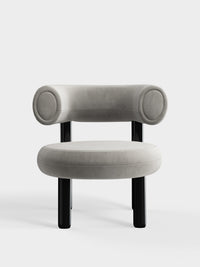 Fat Lounge Chair Polished Black Steel Clay Royal Velvet