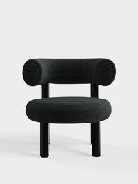 Fat Lounge Chair Polished Black Steel Dark Grey Kvadrat Divina Melange Wool