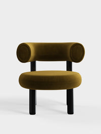 Fat Lounge Chair Polished Black Steel Forest Royal Velvet