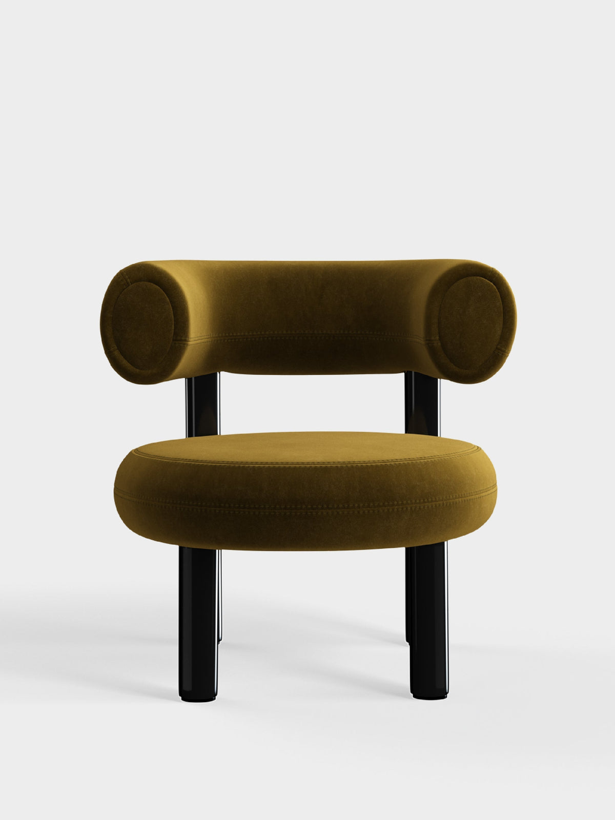 Fat Lounge Chair Polished Black Steel Forest Royal Velvet