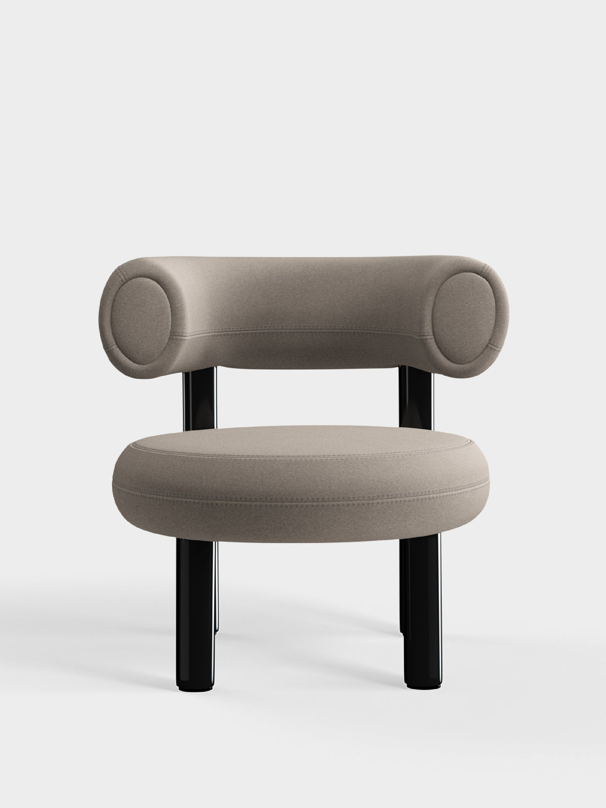 Fat Lounge Chair Polished Black Steel Grey Kvadrat Hero 2 Wool