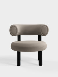 Fat Lounge Chair Polished Black Steel Grey Kvadrat Hero 2 Wool