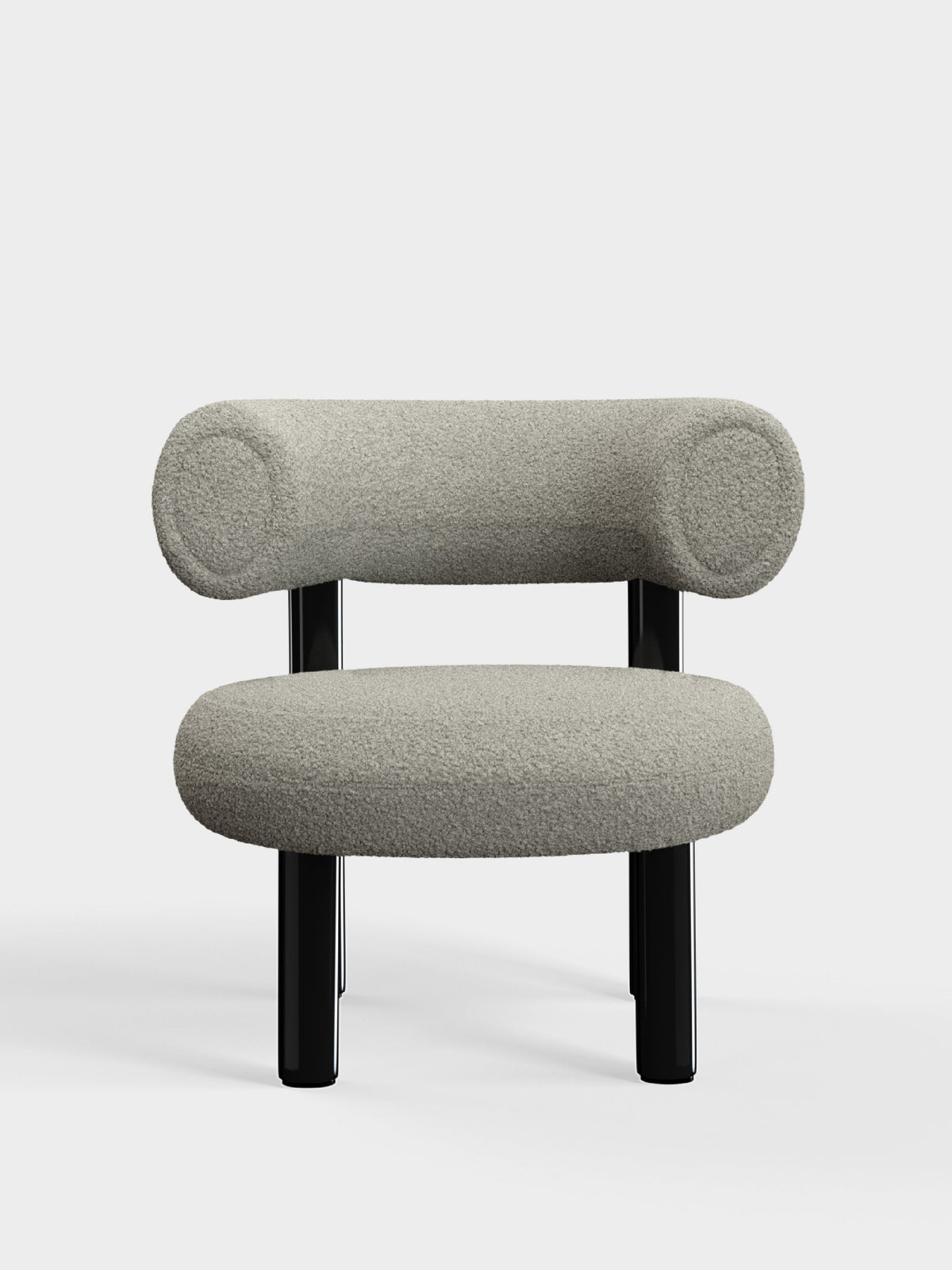 Fat Lounge Chair Polished Black Steel Grey White Kvadrat Elle Boucle