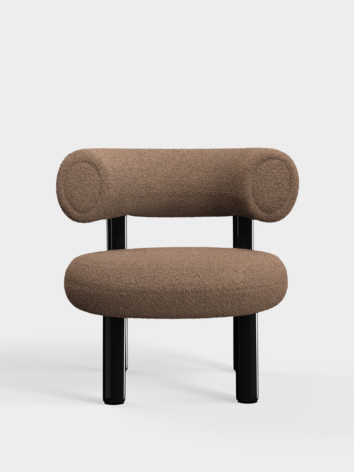 Fat Lounge Chair Polished Black Steel Light Brown Kvadrat Elle Boucle