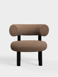 Fat Lounge Chair Polished Black Steel Light Brown Kvadrat Elle Boucle