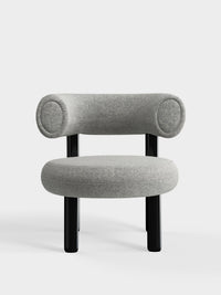 Fat Lounge Chair Polished Black Steel Light Grey Kvadrat Divina Melange Wool
