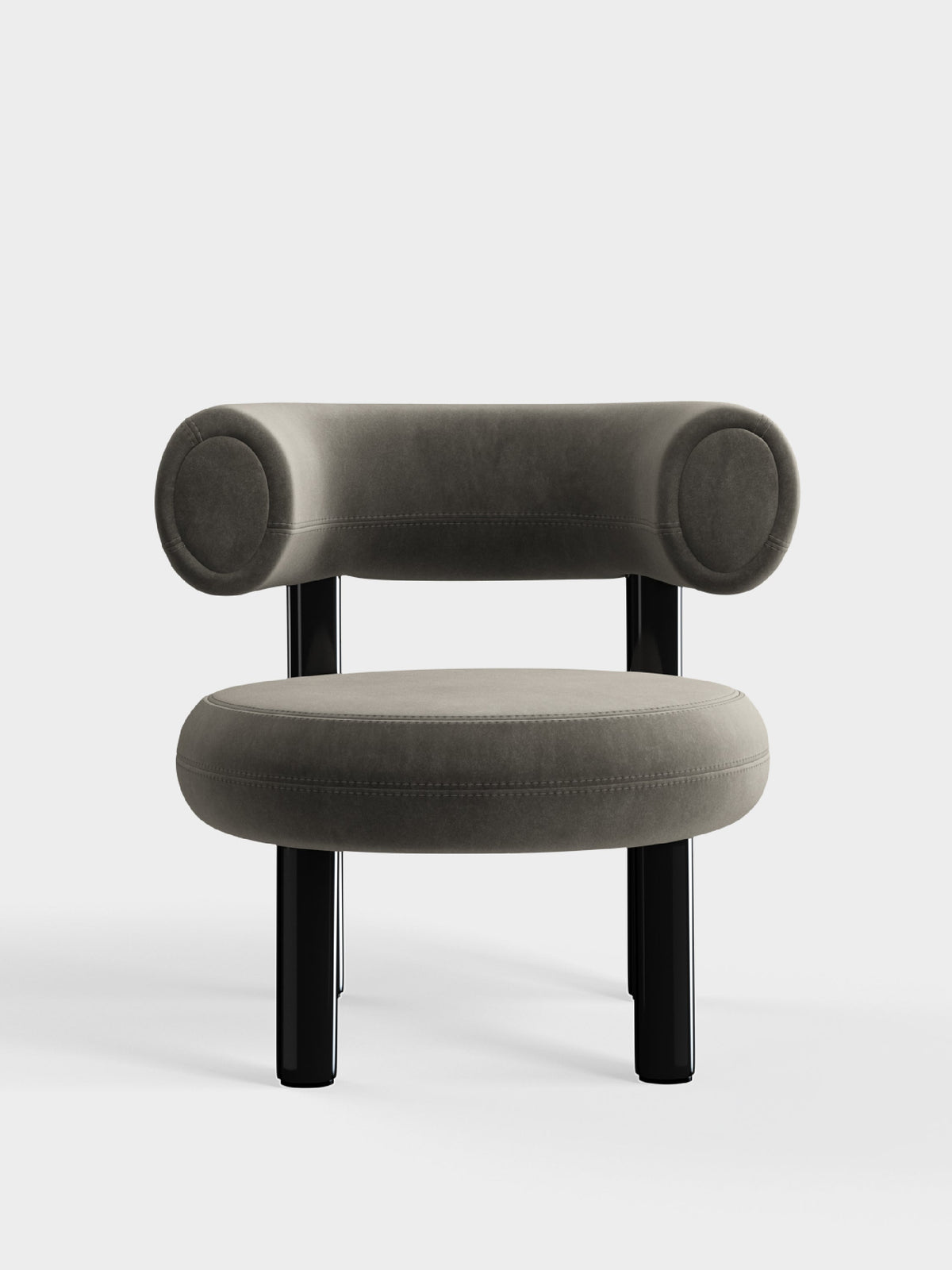 Fat Lounge Chair Polished Black Steel Niagara Royal Velvet