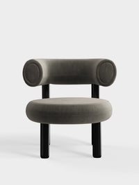 Fat Lounge Chair Polished Black Steel Niagara Royal Velvet