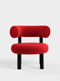 Fat Lounge Chair Polished Black Steel Orange Red Kvadrat Hero 2 Wool