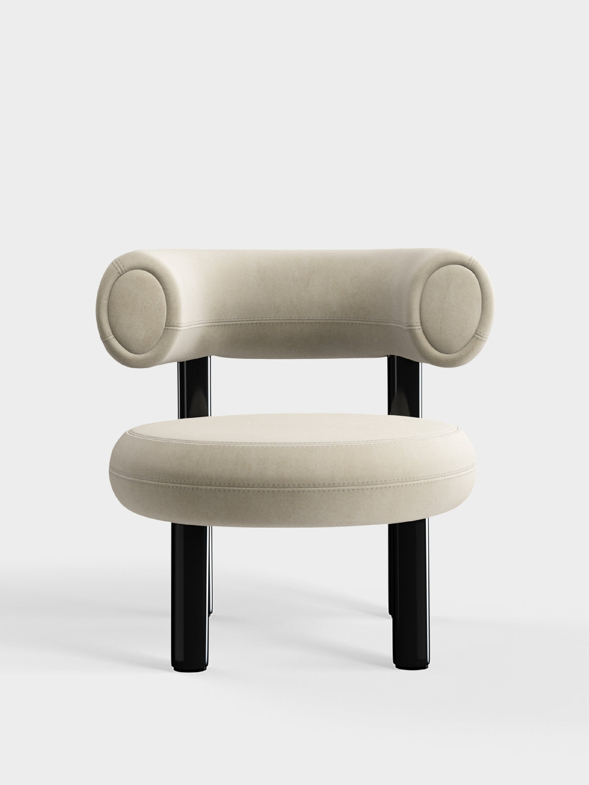 Fat Lounge Chair Polished Black Steel Pearl Royal Velvet