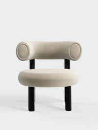 Fat Lounge Chair Polished Black Steel Pearl Royal Velvet