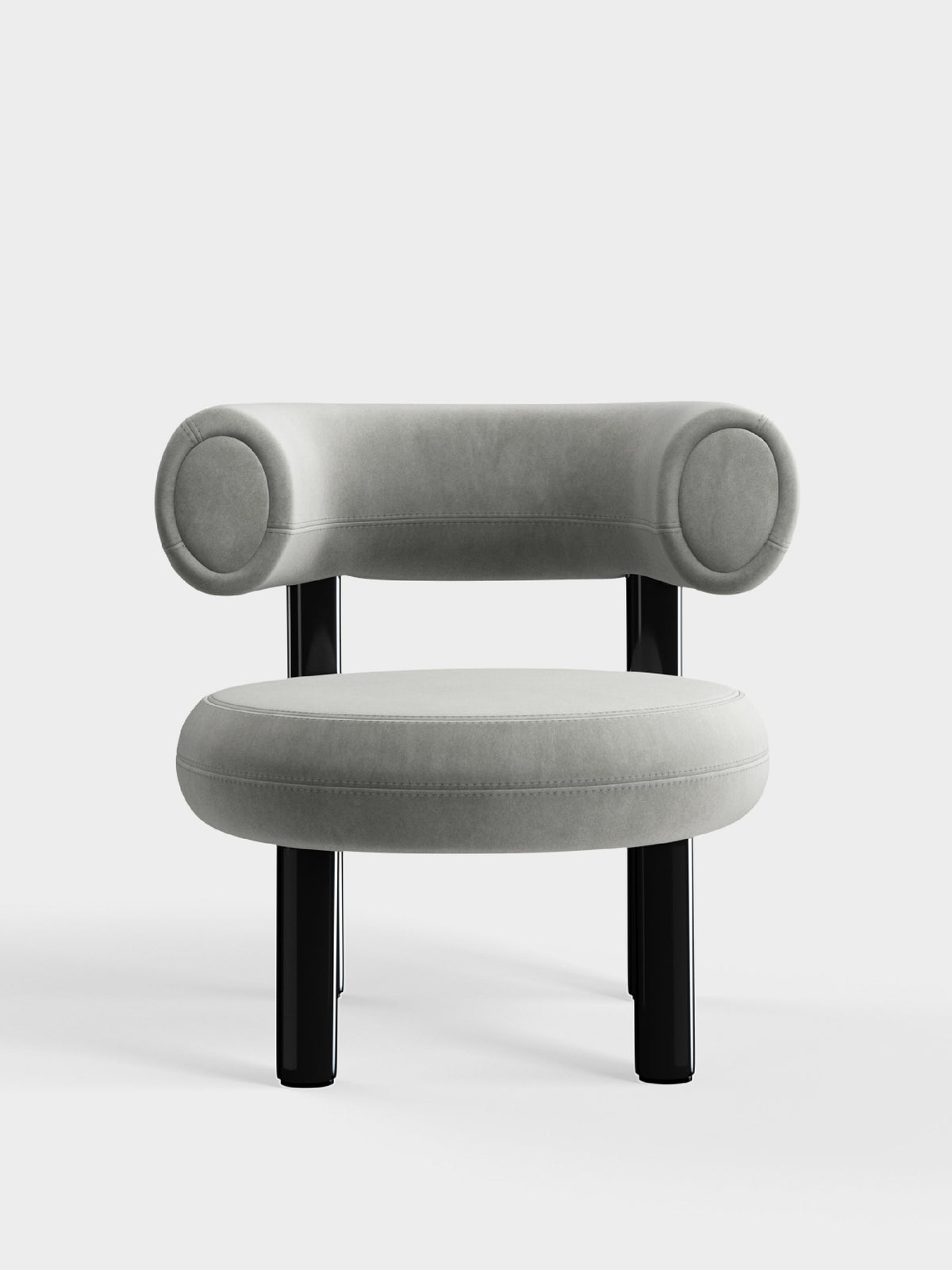 Fat Lounge Chair Polished Black Steel Silver Royal Velvet