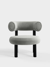 Fat Lounge Chair Polished Black Steel Silver Royal Velvet