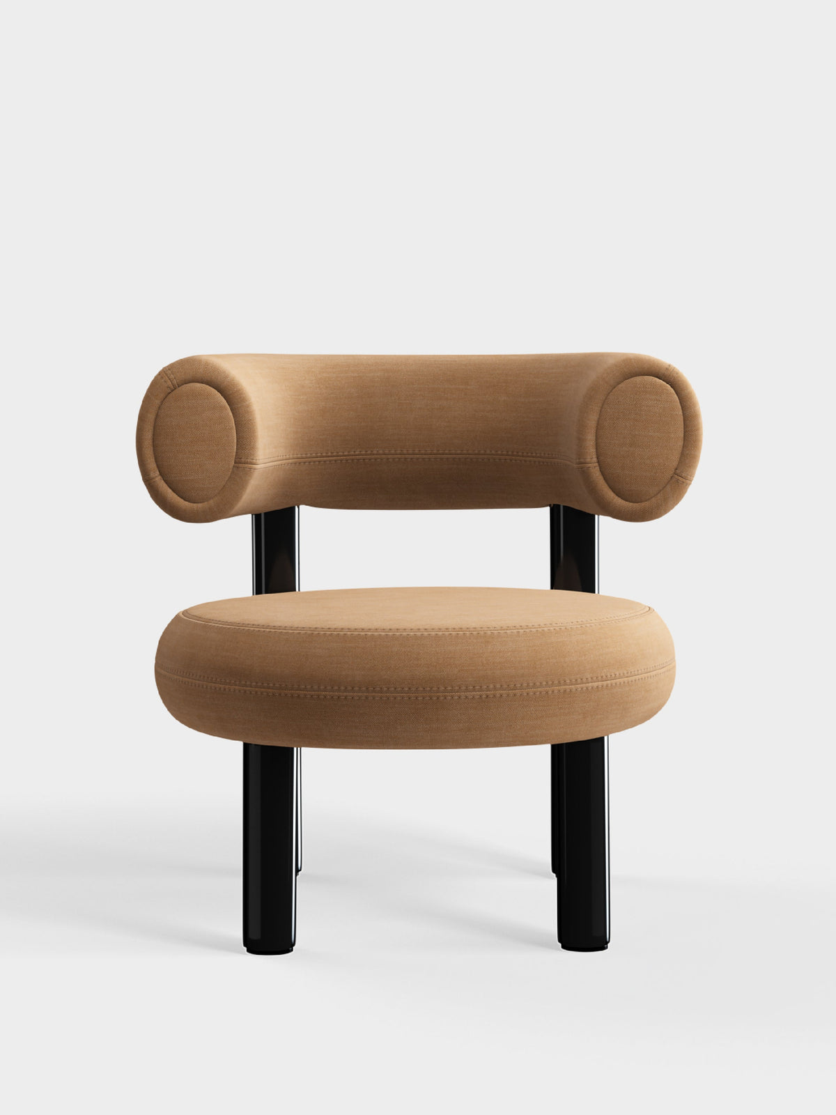 Fat Lounge Chair Polished Black Steel Spice Linara Linen