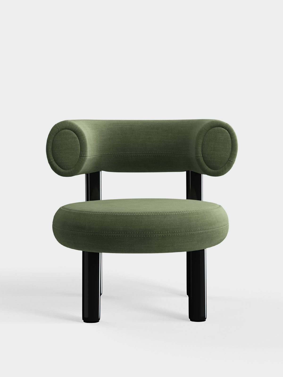 Fat Lounge Chair Polished Black Steel Tarragon Linara Linen