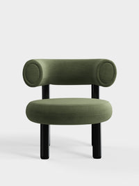 Fat Lounge Chair Polished Black Steel Tarragon Linara Linen