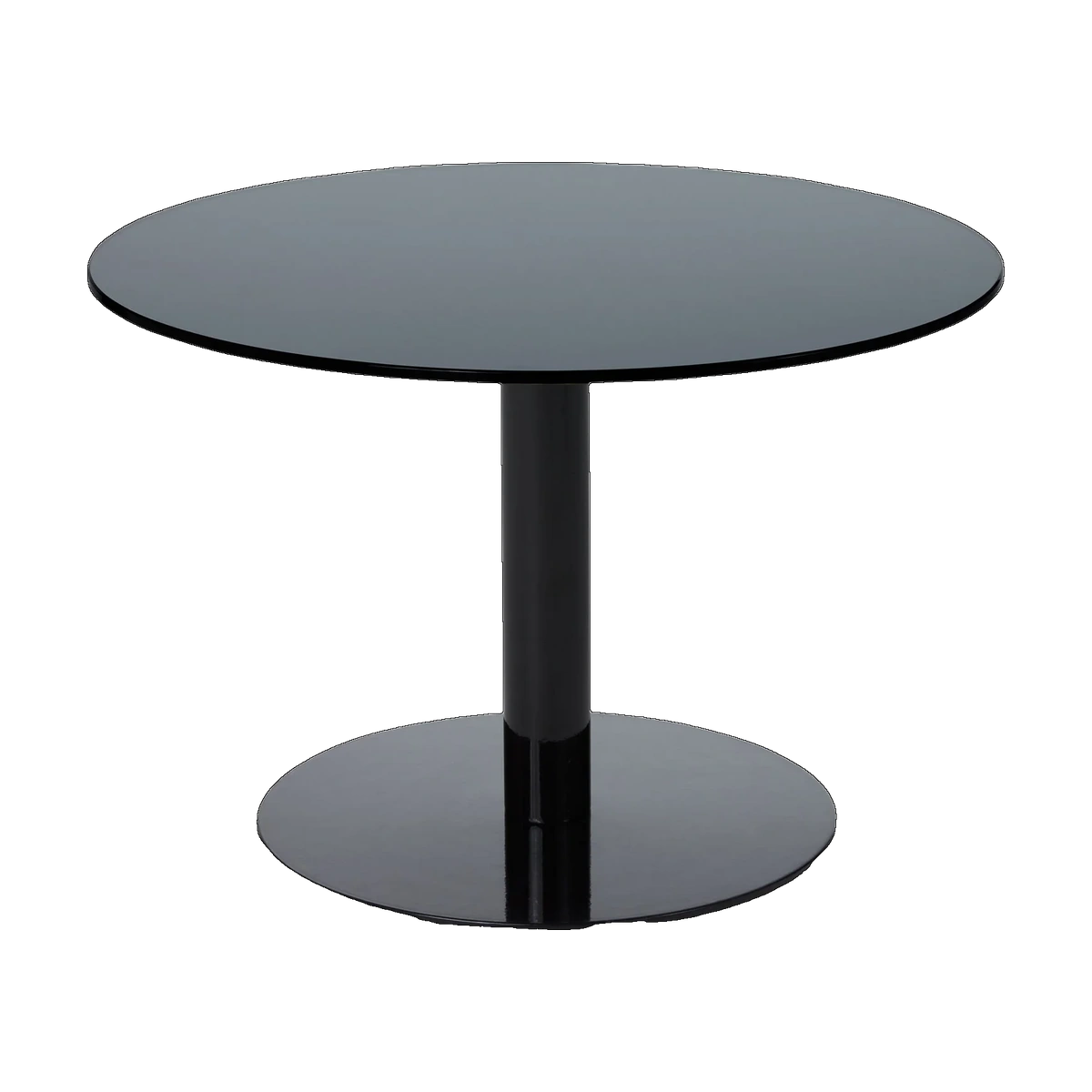 Flash Circle Table in Black Polished Steel and Mirrored Glass by Tom Dixon
