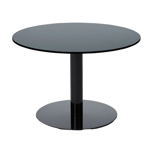 Flash Circle Table in Black Polished Steel and Mirrored Glass by Tom Dixon