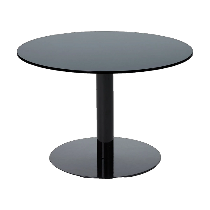 Flash Circle Table in Black Polished Steel and Mirrored Glass by Tom Dixon
