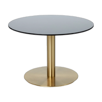 Flash Circle Table in Brass Plated Polished Steel and Mirrored Glass by Tom Dixon