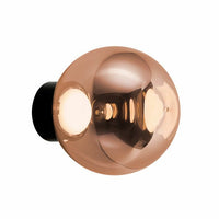 Tom Dixon Globe 10in Surface Light in silver, illuminated official view