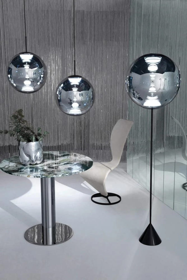 Tom Dixon Globe silver chandelier lifestyle image