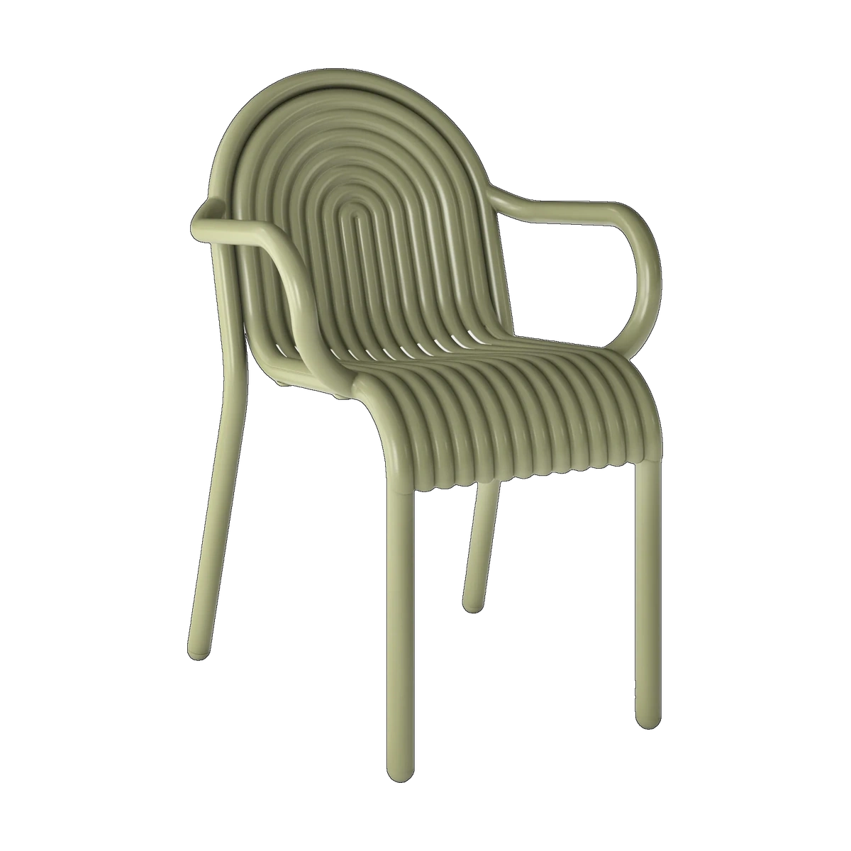 Tom Dixon Groove Outdoor Arm Chair in Moss weather-resistant aluminium