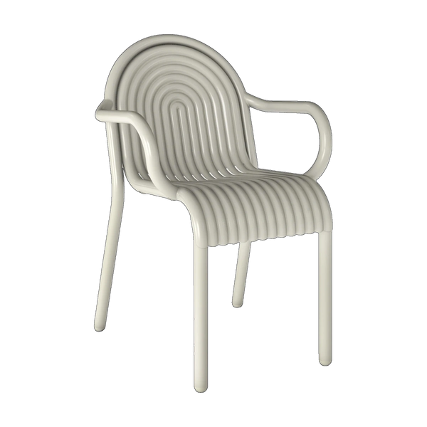 Tom Dixon Groove Outdoor Arm Chair in Putty weather-resistant aluminium